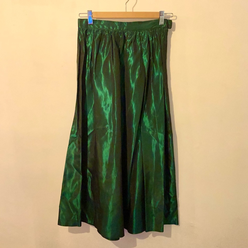 Vintage Green Satin Maxi Skirt